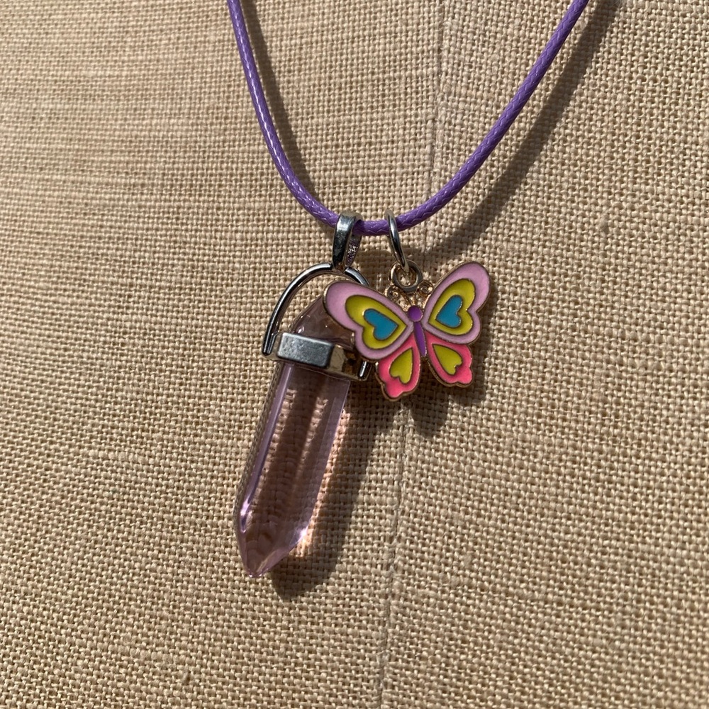 Handmade Dagger Resin Crystal Amulet Necklace & Butterfly Charm - Picture 4 of 9